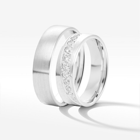 Obrączki ślubne z białego złota 5.5mm półokrągłe