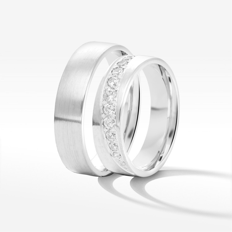 Obrączki ślubne z białego złota 5.5mm półokrągłe