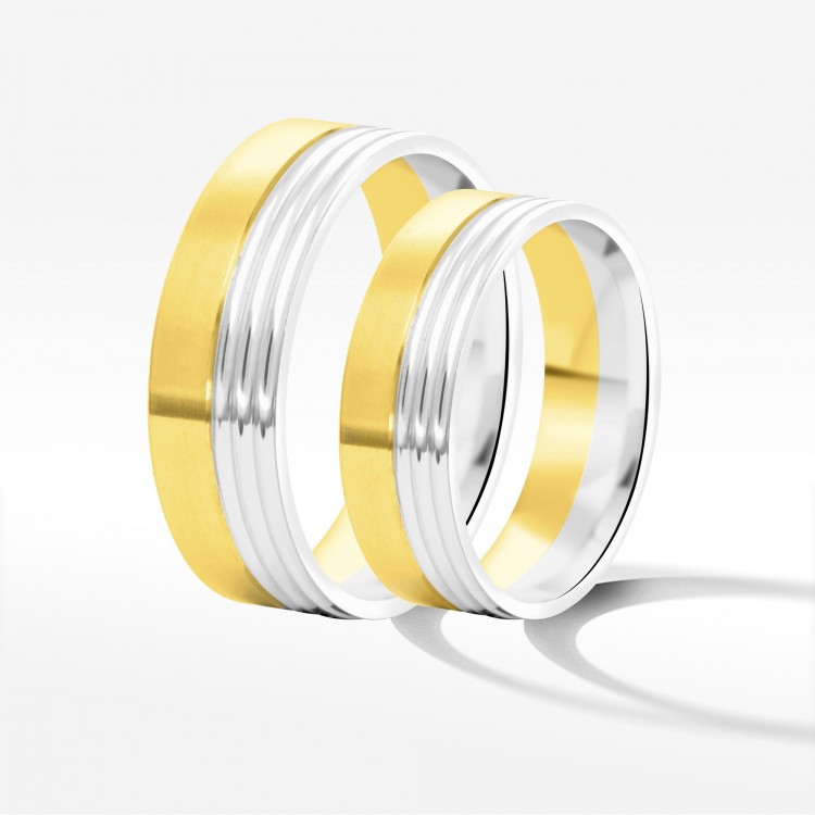Obrączki ślubne z dwukolorowego złota 6mm