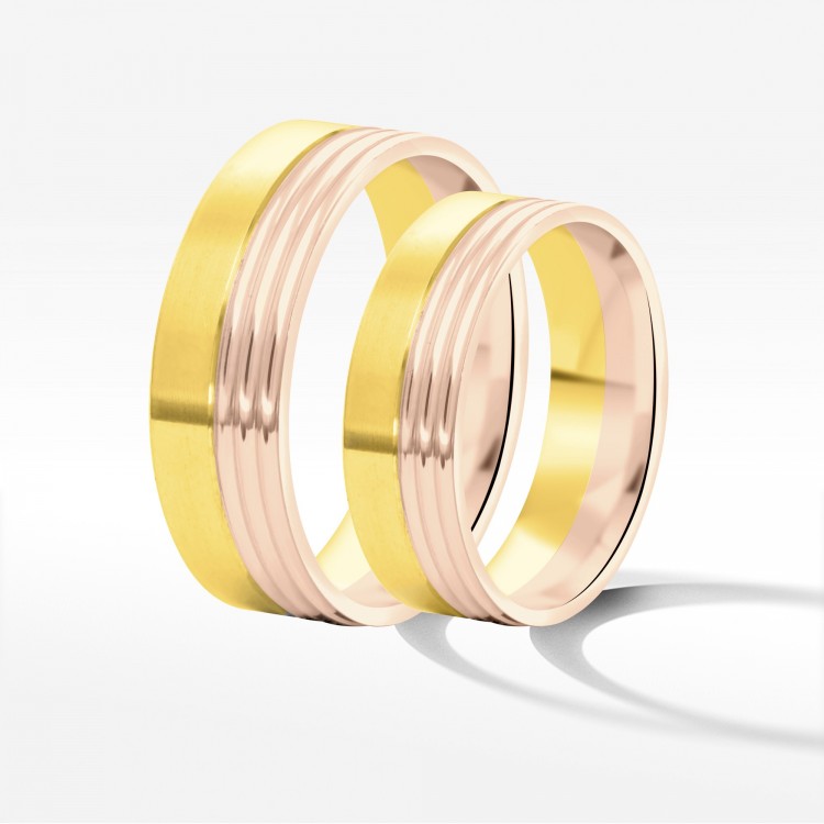 Obrączki ślubne z dwukolorowego złota 6mm