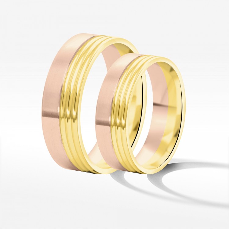 Obrączki ślubne z dwukolorowego złota 6mm