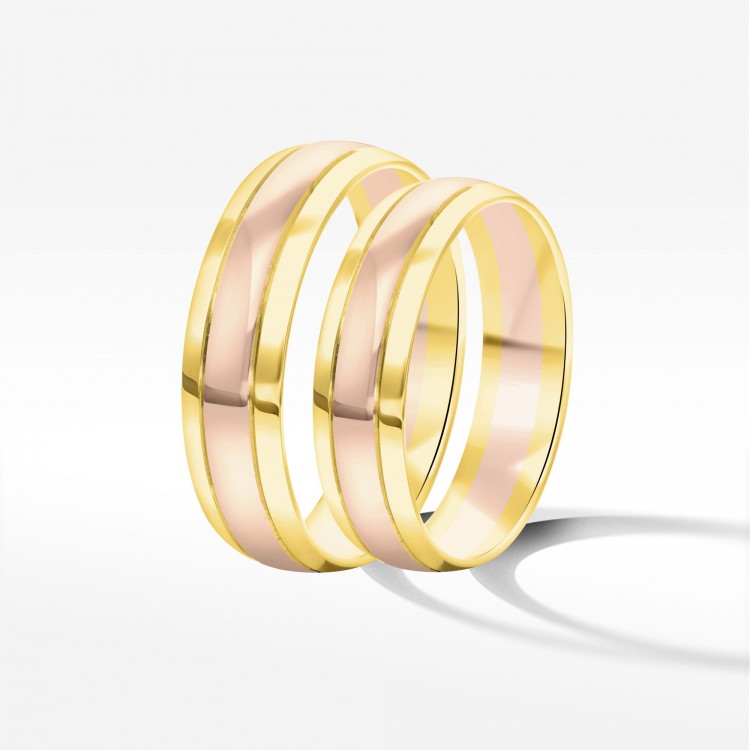 Obrączki ślubne z dwukolorowego złota 5mm