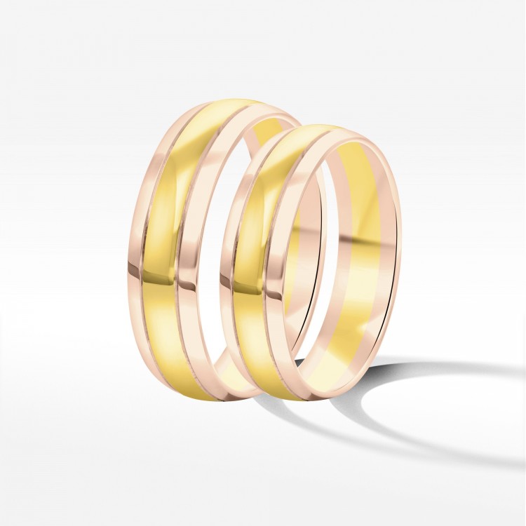 Obrączki ślubne z dwukolorowego złota 5mm