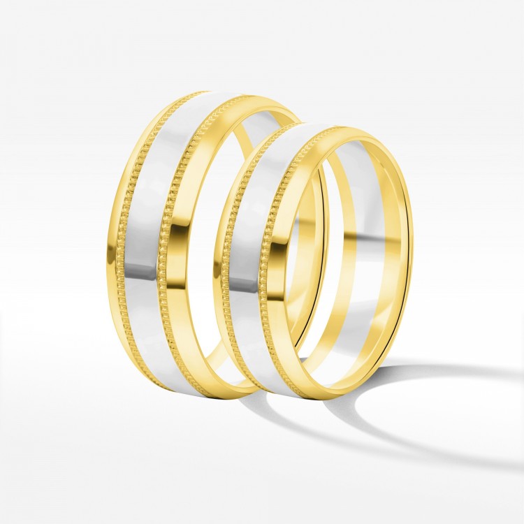 Obrączki ślubne z dwukolorowego złota 6mm