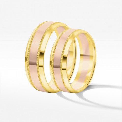 Obrączki ślubne z dwukolorowego złota 6mm