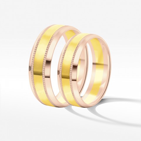 Obrączki ślubne z dwukolorowego złota 6mm