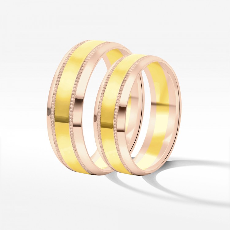 Obrączki ślubne z dwukolorowego złota 6mm