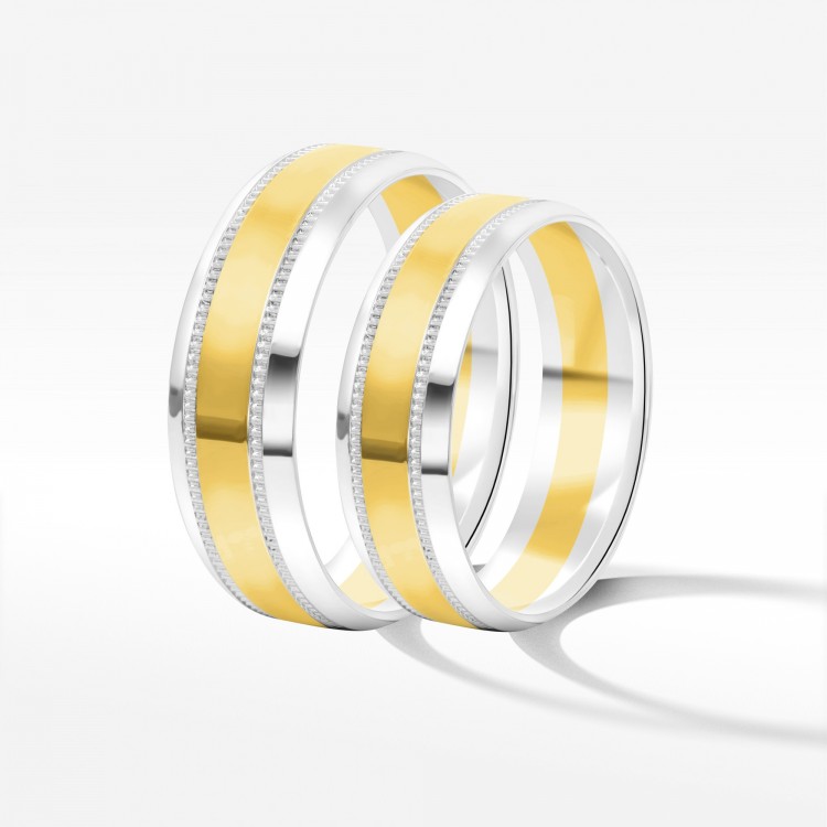 Obrączki ślubne z dwukolorowego złota 6mm