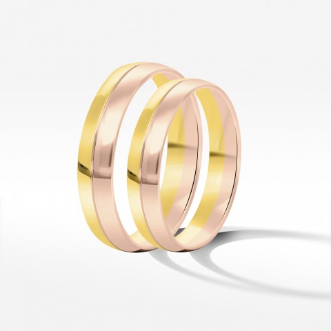 Obrączki ślubne z dwukolorowego złota 4mm