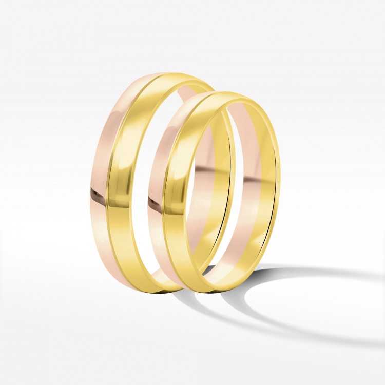 Obrączki ślubne z dwukolorowego złota 4mm