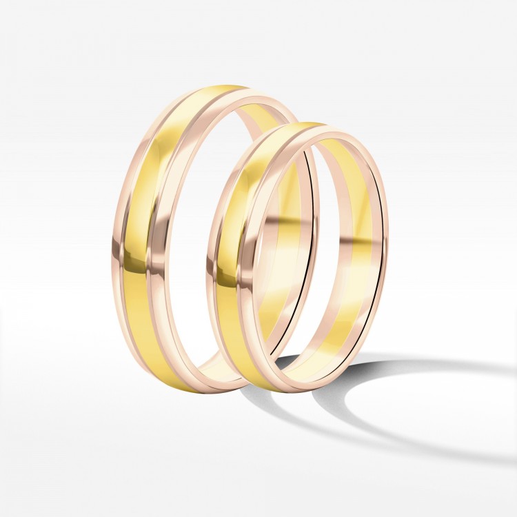 Obrączki ślubne z dwukolorowego złota 4mm