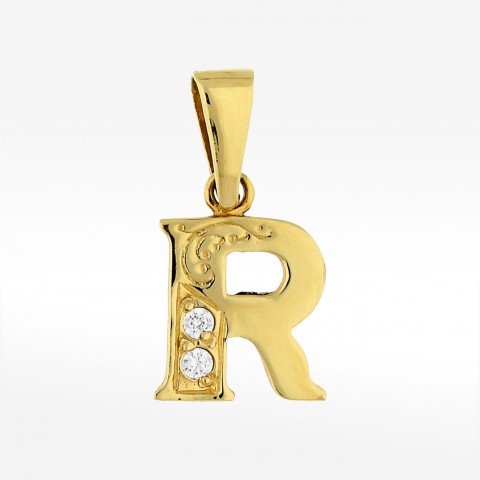 Złota zawieszka literka R
