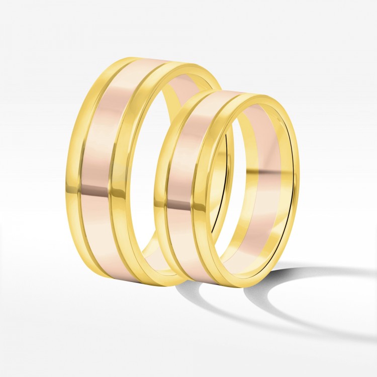Obrączki ślubne z dwukolorowego złota 6mm