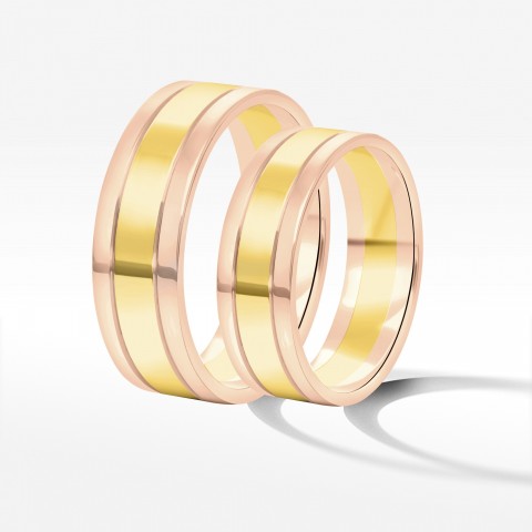 Obrączki ślubne z dwukolorowego złota 6mm