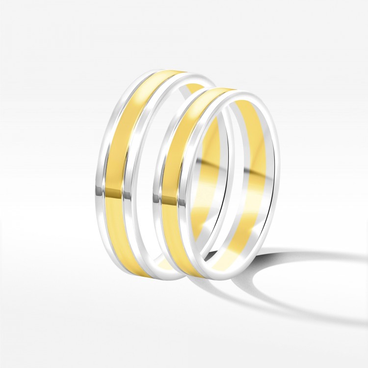 Obrączki ślubne z dwukolorowego złota 4mm