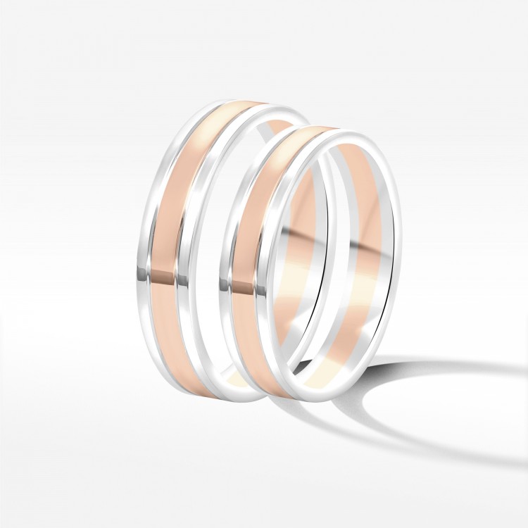 Obrączki ślubne z dwukolorowego złota 4mm