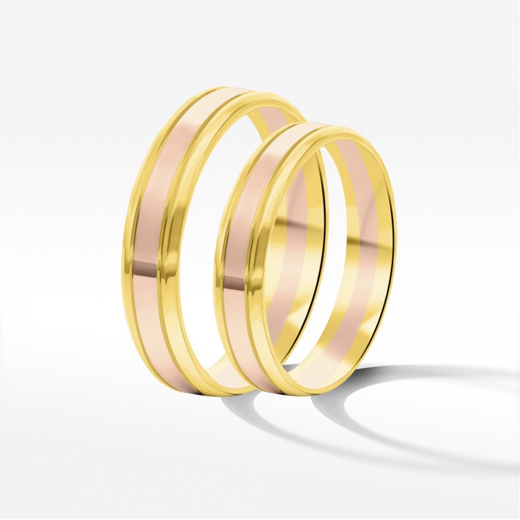 Obrączki ślubne z dwukolorowego złota 4mm