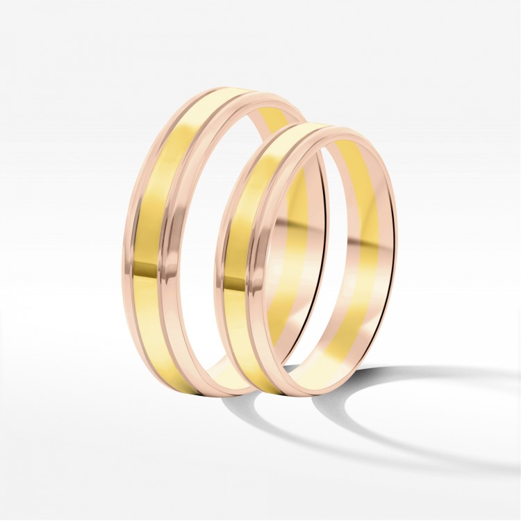 Obrączki ślubne z dwukolorowego złota 4mm