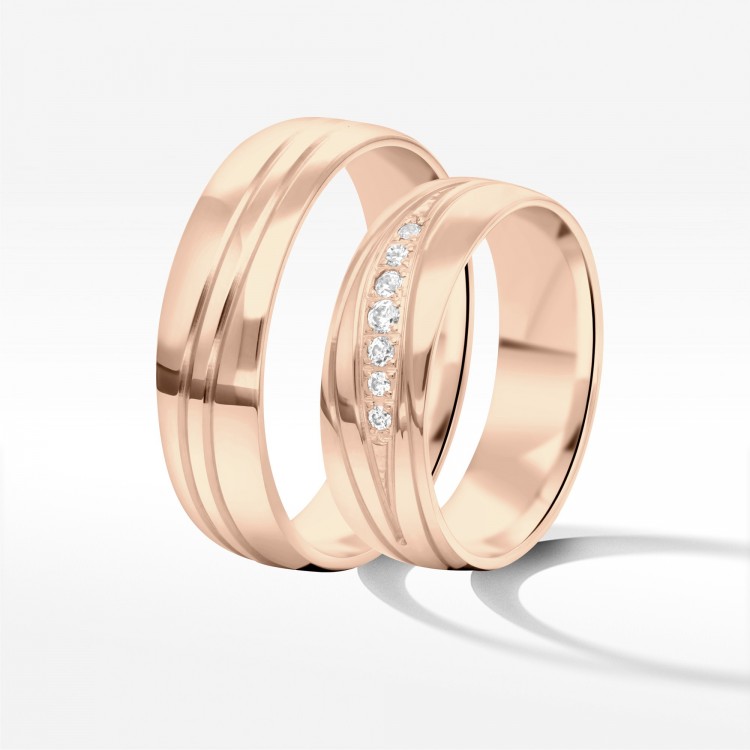 Obrączki ślubne z różowego złota 6mm