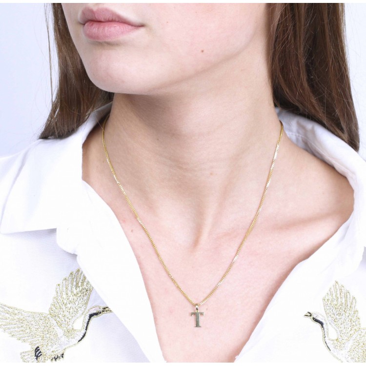 Złota zawieszka literka T