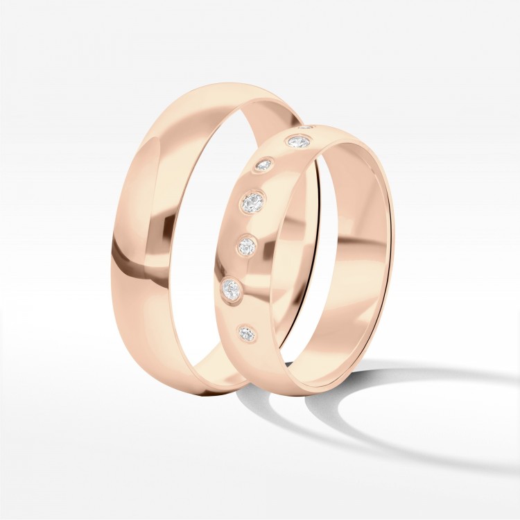 Obrączki ślubne z różowego złota 5mm