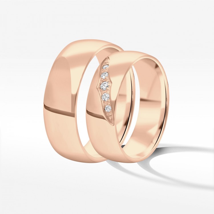 Obrączki ślubne z różówego złota 6mm