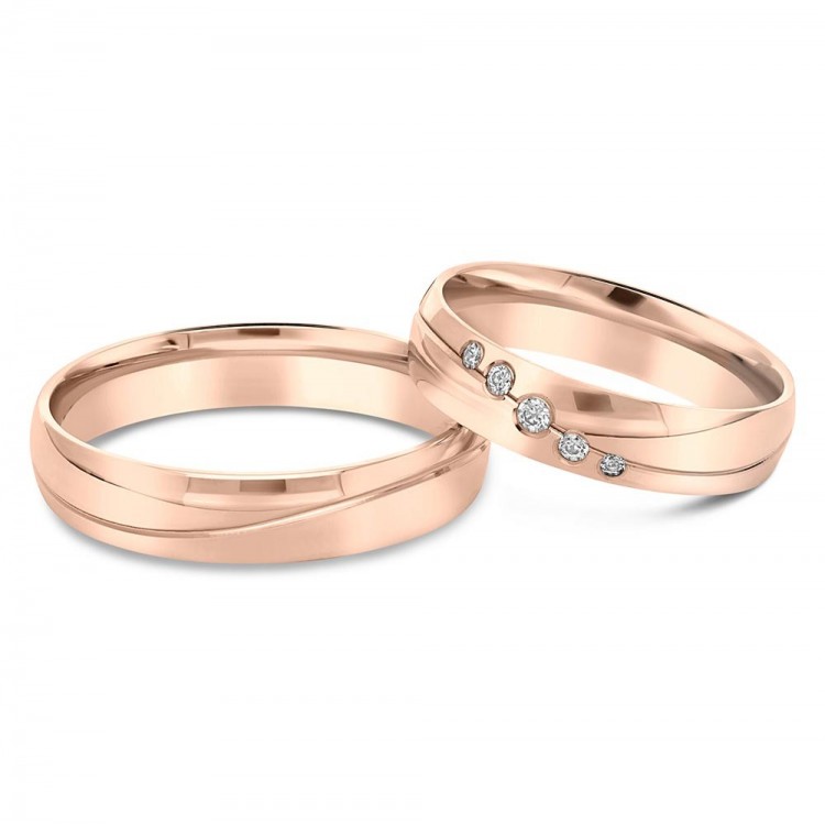 Obrączki ślubne z różowego złota 4.5mm półokrągłe