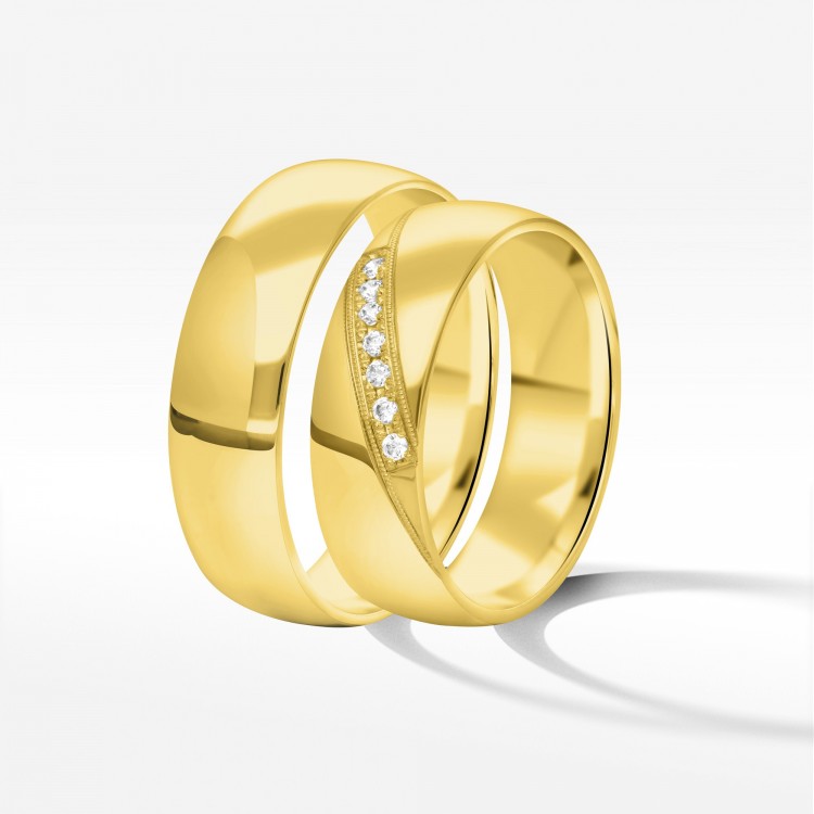 Obrączki ślubne z żółtego złota 6mm