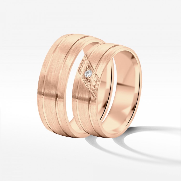 Obrączki ślubne z różówego złota 6mm