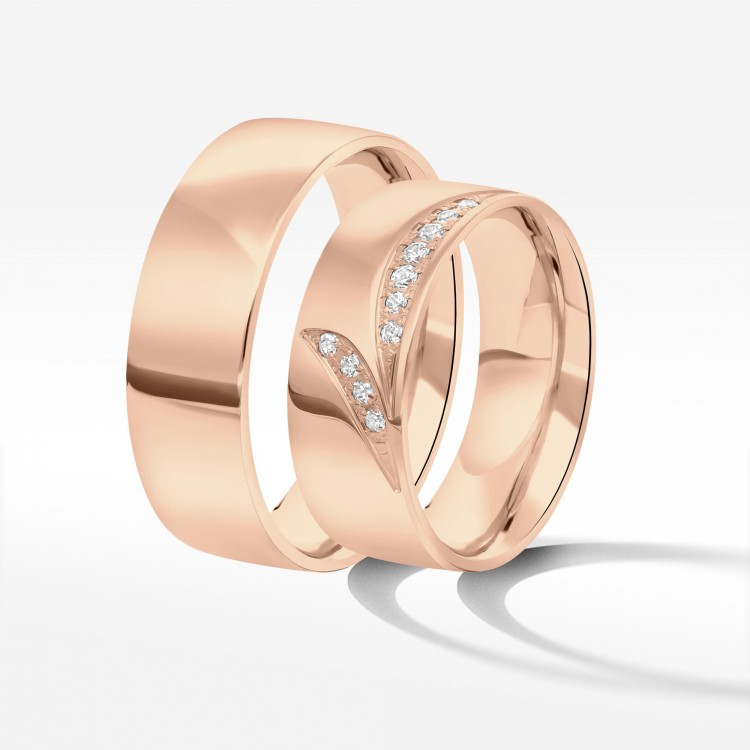 Obrączki ślubne z różówego złota 7mm