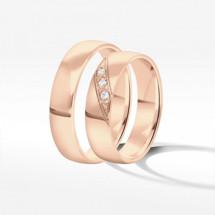 Obrączki ślubne z różówego złota 5mm