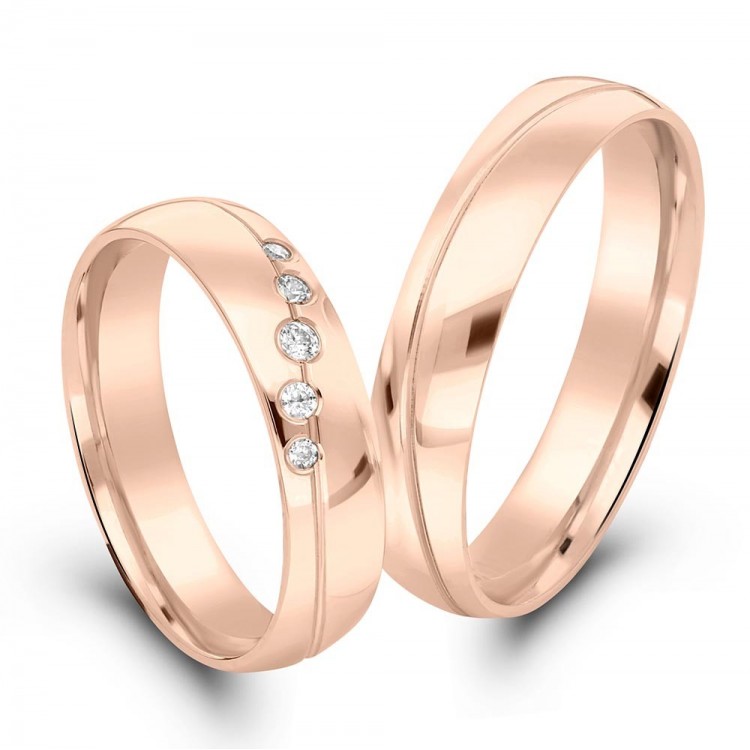Obrączki ślubne z różowego złota 4.5mm półokrągłe