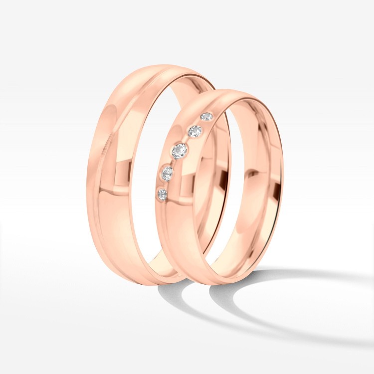 Obrączki ślubne z różowego złota 4.5mm półokrągłe