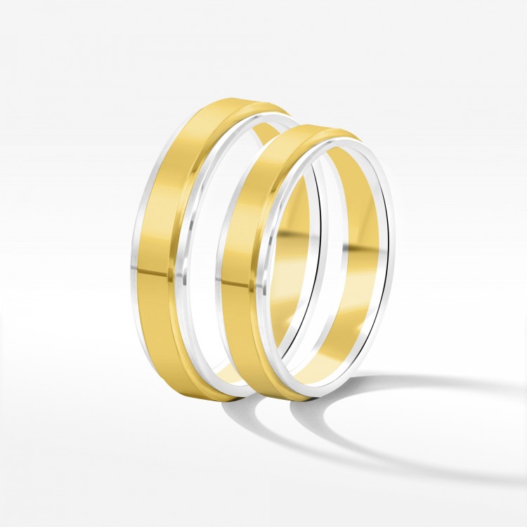 Obrączki ślubne z dwukolorowego złota 4.5mm płaskie