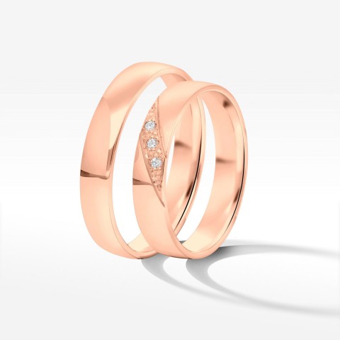 Obrączki ślubne z różowego złota 4.0mm półokrągłe