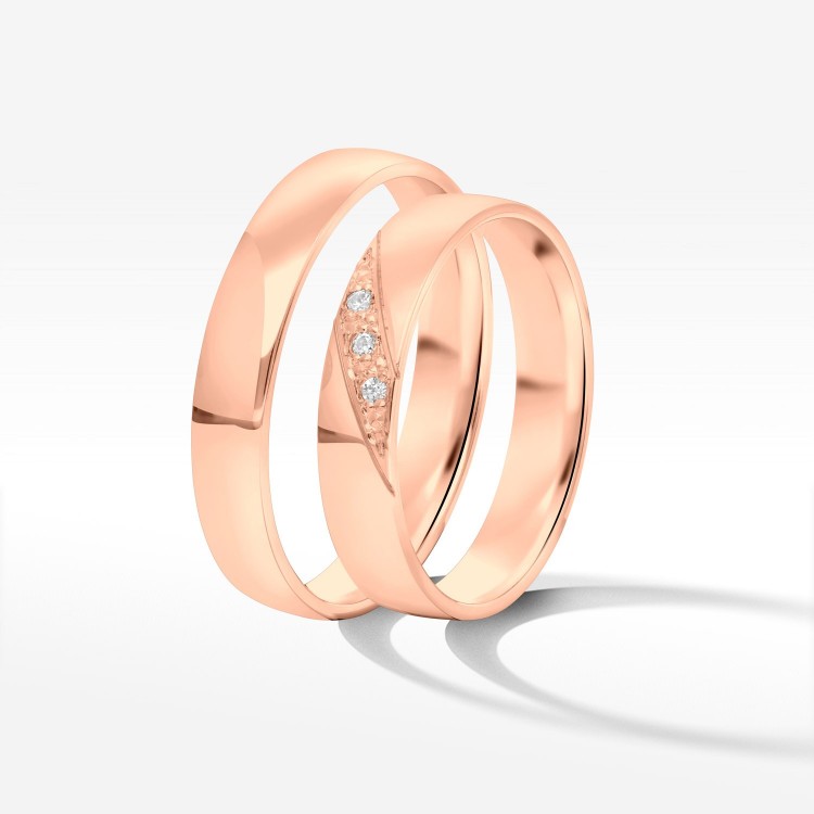 Obrączki ślubne z różowego złota 4.0mm półokrągłe
