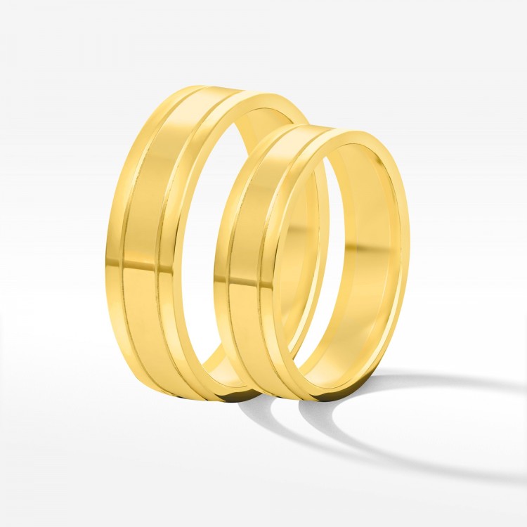 Obrączki ślubne z żółtego złota 5mm płaskie