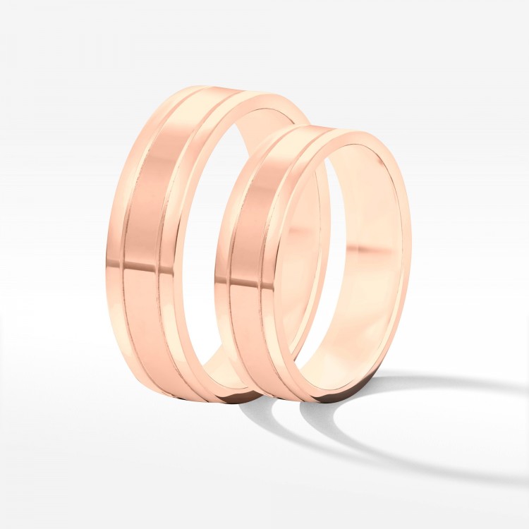 Obrączki ślubne z różowego złota 5mm płaskie
