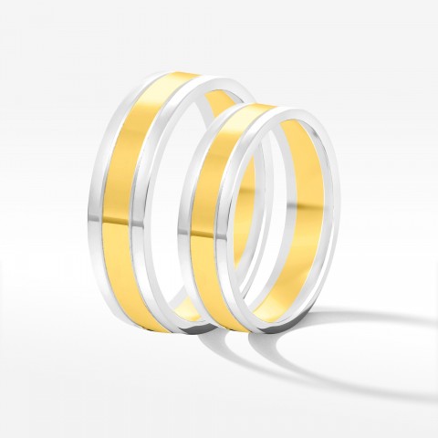 Obrączki ślubne z dwukolorowego złota 5mm płaskie