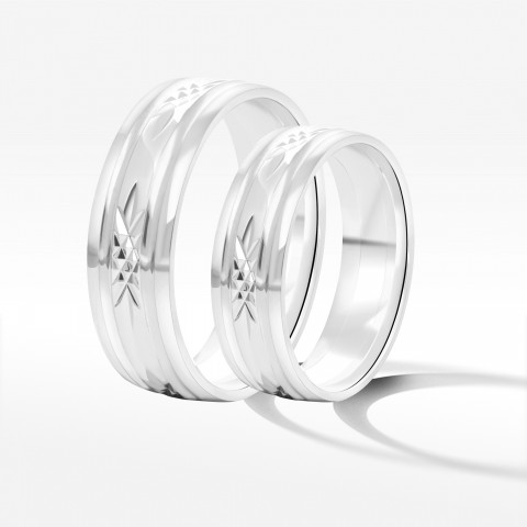 Obrączki ślubne z białego złota 6mm półokrągłe