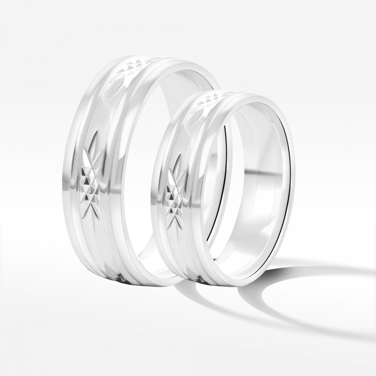 Obrączki ślubne z białego złota 6mm półokrągłe