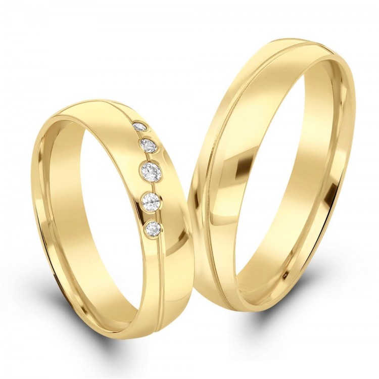 Obrączki ślubne z żółtego złota 4.5mm półokrągłe