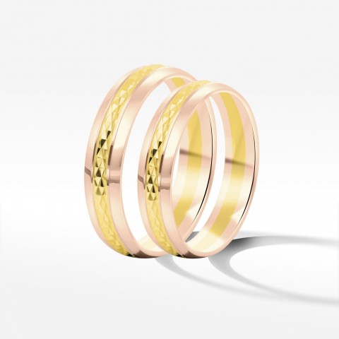 Obrączki ślubne z dwukolorowe złota 4.5mm półokrągłe