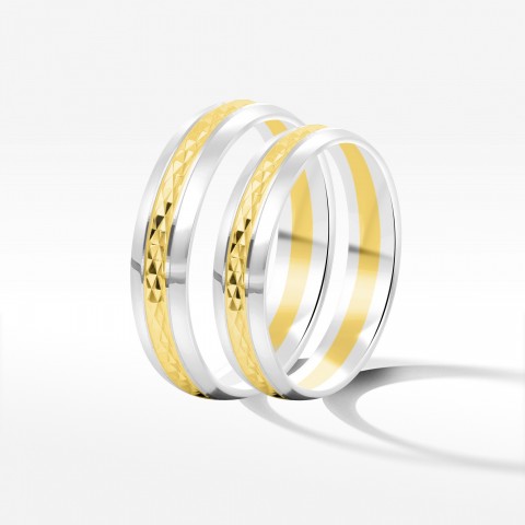 Obrączki ślubne z dwukolorowe złota 4.5mm półokrągłe