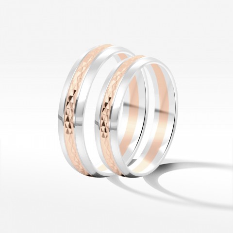 Obrączki ślubne z dwukolorowe złota 4.5mm półokrągłe