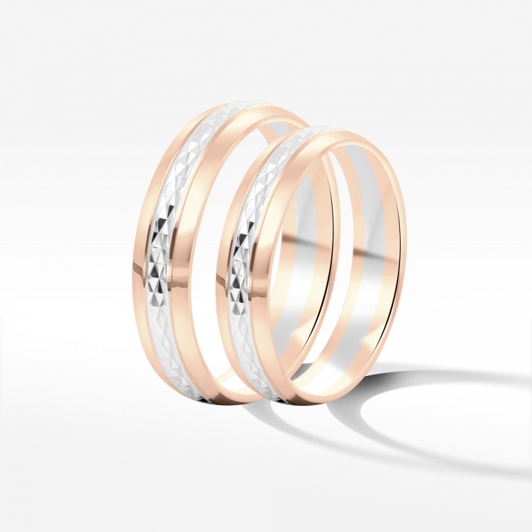 Obrączki ślubne z dwukolorowego złota 4.5mm półokrągłe