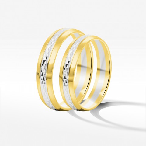 Obrączki ślubne z dwukolorowego złota 4.5mm półokrągłe