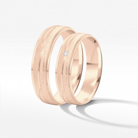 Obrączki ślubne z różowego złota 5.0mm z fazą