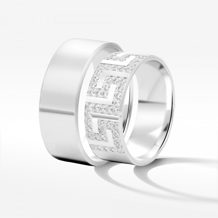 Obrączki ślubne z białego złota 8mm plaskie