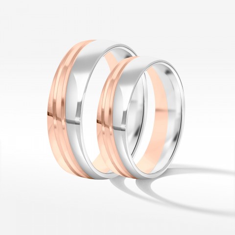 Obrączki ślubne z dwukolorowego złota 5.5mm półokrągłe
